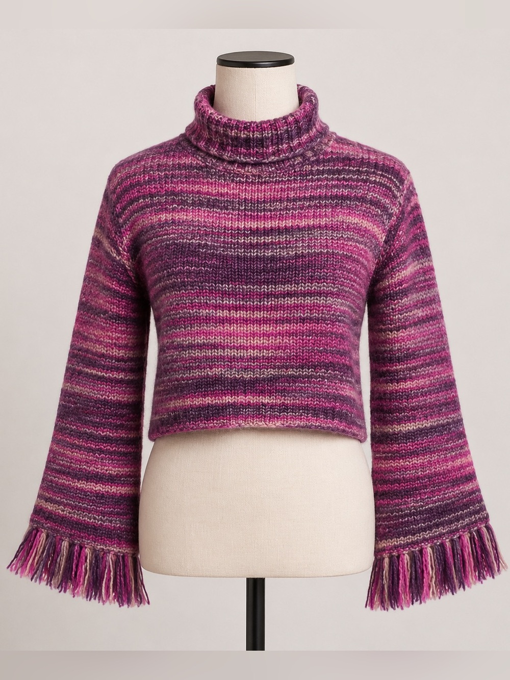 Chelsea & Violet Pink Striped Flared Sleeves Turtle Neck Knit Sweater NWT- XL